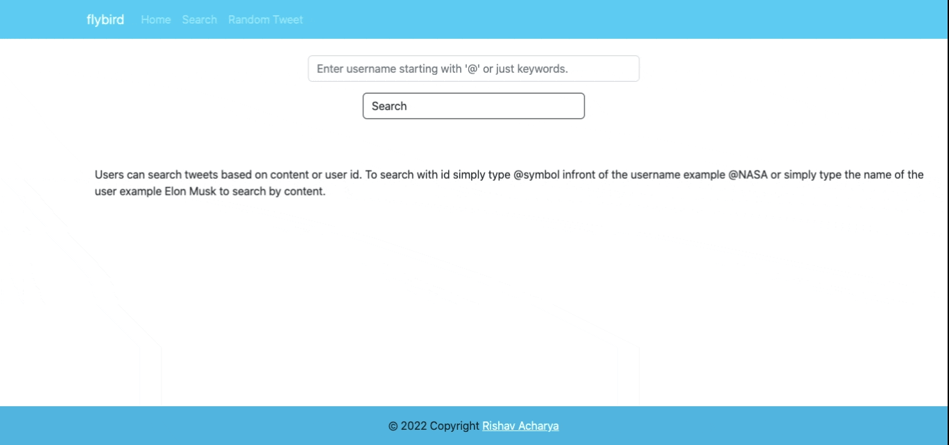 Flybird search page interface